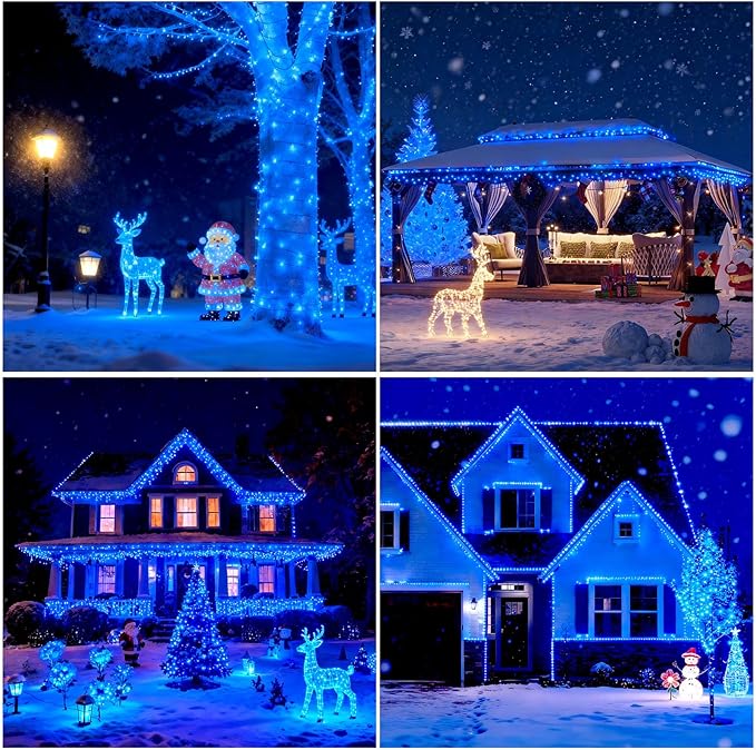 SOLARBABY Solar Christmas Lights Outdoor,142Ft 400 LED Blue Solar String Lights Outdoor with Remote,19 Modes Waterproof Christmas String Light for Garden Patio Xmas Tree Christmas Decoration