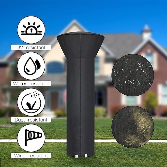 [2 Pack] Patio Heater Covers with Zipper and Storage Bag,Waterproof,Dustproof,Wind-Resistant,Sunlight-Resistant,Snow-Resistant,Black,89'' Height x 33 Dome x 19 Base