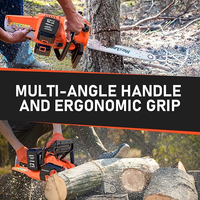 MAXLANDER 40V Cordless Brushless Chainsaw 16 Inch Electric Battery Powered with 4.0Ah Lithium Battery and Charger Quiet Auto-oiling Tool-less Tensioning