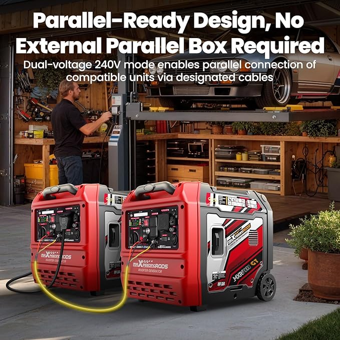 maXpeedingrods 6000 Watt Portable Inverter Generator with Bluetooth? App Remote Control, with Electric Start, Dual Voltage Output with Wheels and Telescopic Handle for Garden, RV Trips, Home Backup