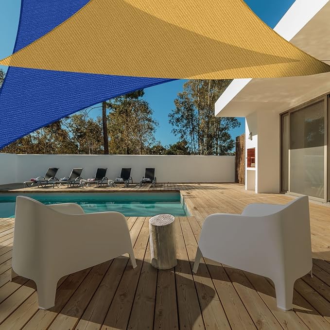 AsterOutdoor Sun Shade Sail Triangle 12' x 12' x 12' UV Block Canopy for Patio Backyard Lawn Garden Outdoor Activities, Sand