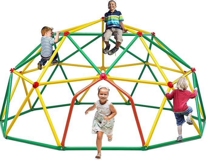 Zupapa 10FT Climbing Dome, Outdoor 10FT Geometric Dome Climber for Kids 3-10 Supporting 1000 lbs, Easy Assembly Playground Jungle Gym Backyard Play Equipment