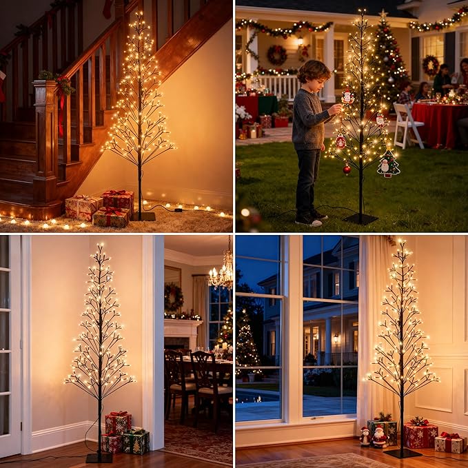 Lomotech Chritsmas Tree Lights - 216 Leds 5Ft Artificial Christmas Tree with Timer, Includes 27 Leds Twinkle Lights for Holiday, Wedding, Party, Christmas Decorations (Warm White)