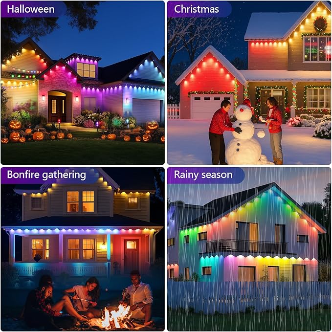 RGB Permanent Outdoor Lights 50ft 30 LEDs - Outdoor Lights under Eave for House Decoration with App Control &Remote,Smart Lighting Support with Alexa & Google Assistant for Party, Halloween,Christmas
