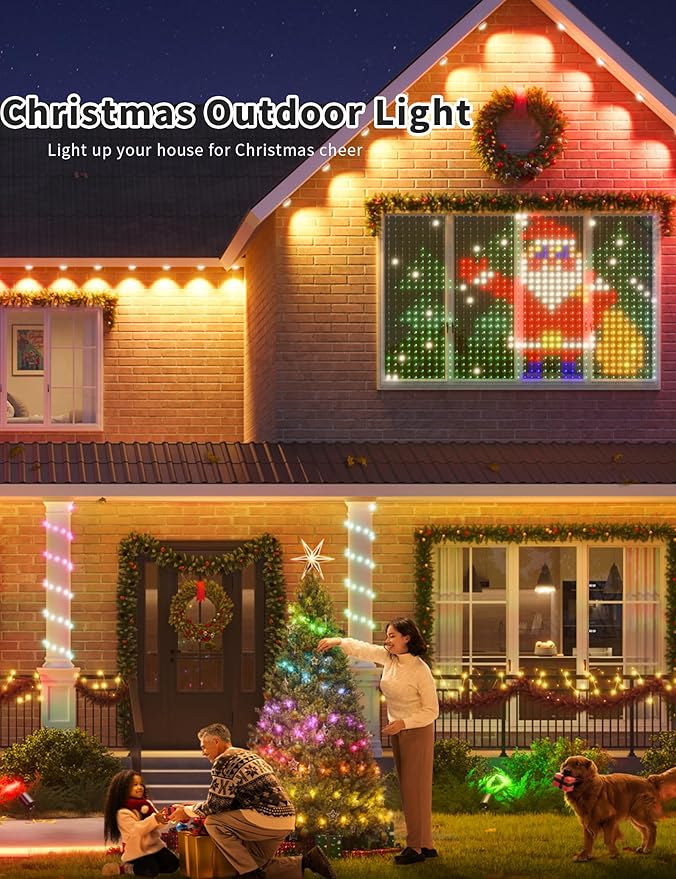Permanent Christmas Eave Lights, 100ft with 72 RGB LED Lights, IP65 Waterproof, 49 Scene Modes, DIY Mode, Alexa/Google Compatible