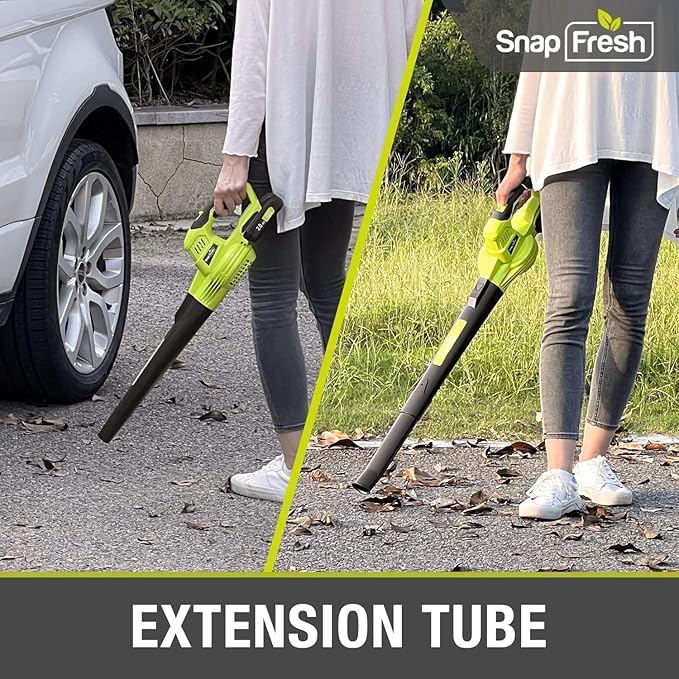 SnapFresh 20V Cordless Electric Leaf Blower - Lightweight with 2.0Ah Battery & Fast Charger, 2 Speed Modes for Lawn, Patio, Yard & Sidewalk Care