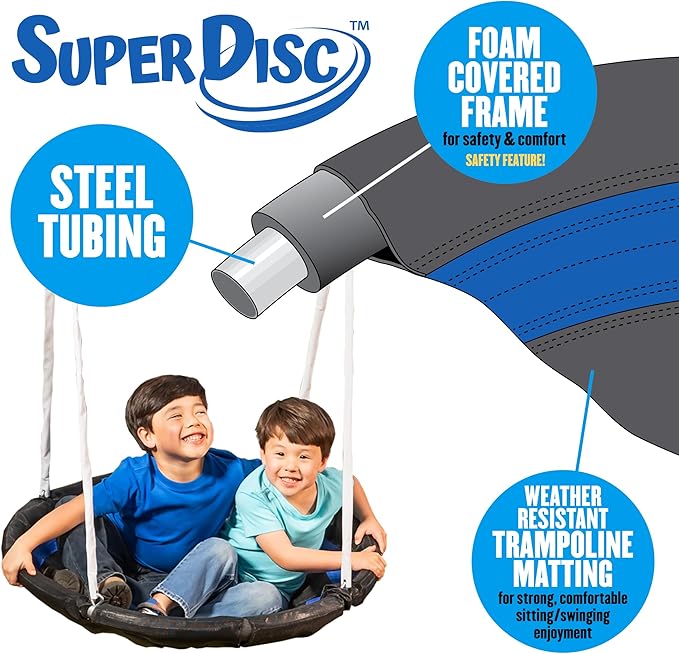 Fun Forever - 8 User Metal Swing Set with 6' Wave Slide and The Triple Fun-Go Round Add-On by XDP Recreation