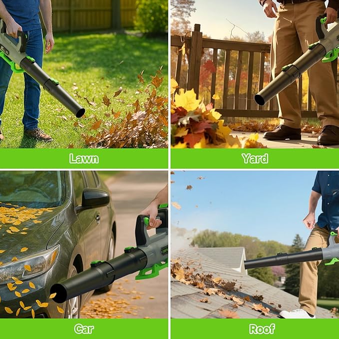 Leaf Blower Cordless with 2¡¿ 5.0Ah Batteries and Charger, 21V Electric, Lightweight Battery Powered Blowers for Lawn Care, Yard, Patio Cleaning, Blowing Leaves & Dust