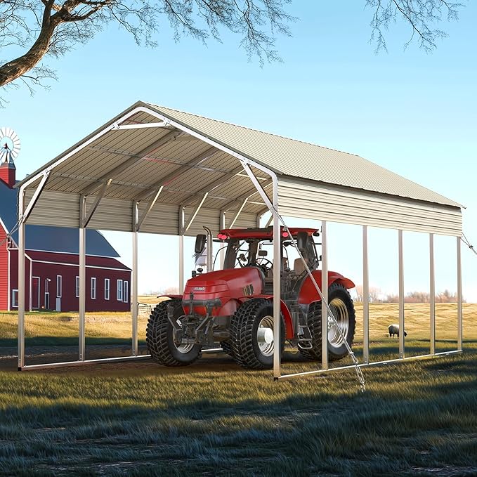 Quictent Heavy Duty 13x26 FT Vertical Roof Metal Carport, Pre-Drilled All Weather Car Shelter for RV, Vehicles & Farm Equipment