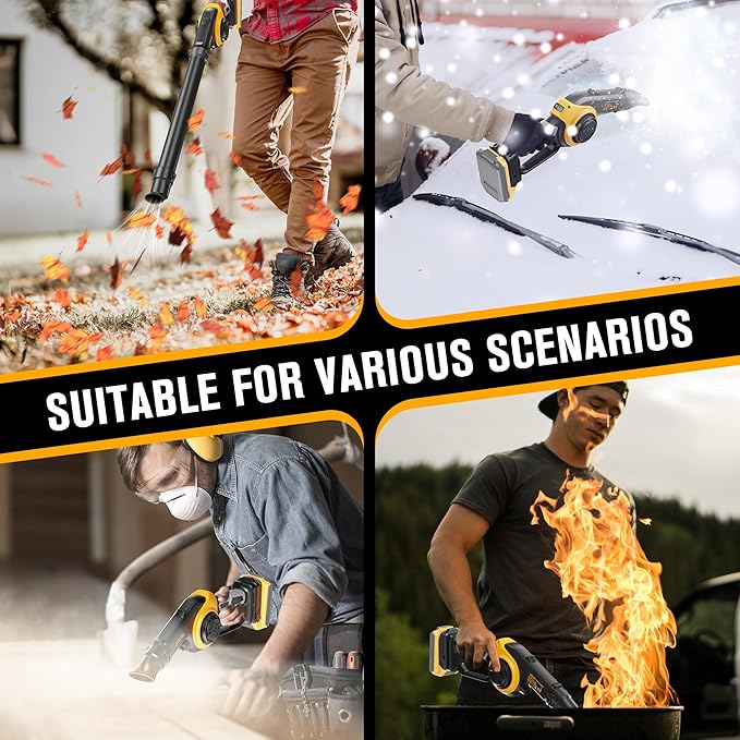 Cordless Leaf Blower Compatible with DEWALT 20V Max Battery (Tool Only) 200MPH Small Electric Leaf Blowers w/ 3 Speeds Mode, Lightweight Mill Leaf Blowers Battery Powered for Patio