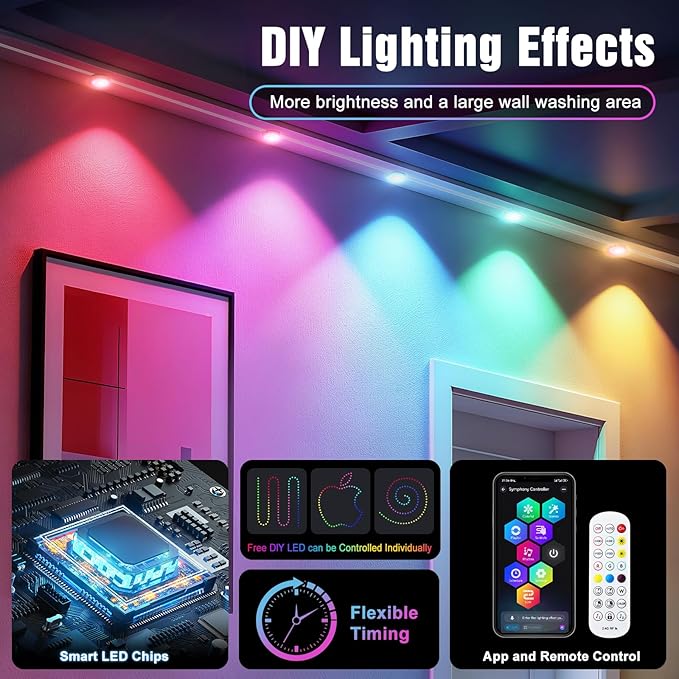JOH Permanent Outdoor Lights, 100FT with RGB+IC Smart LED Outdoor Lights for House, App & Remote Control, DIY Scene Modes, IP67 Waterproof Christmas Light, Holiday, Party, Halloween Decorations