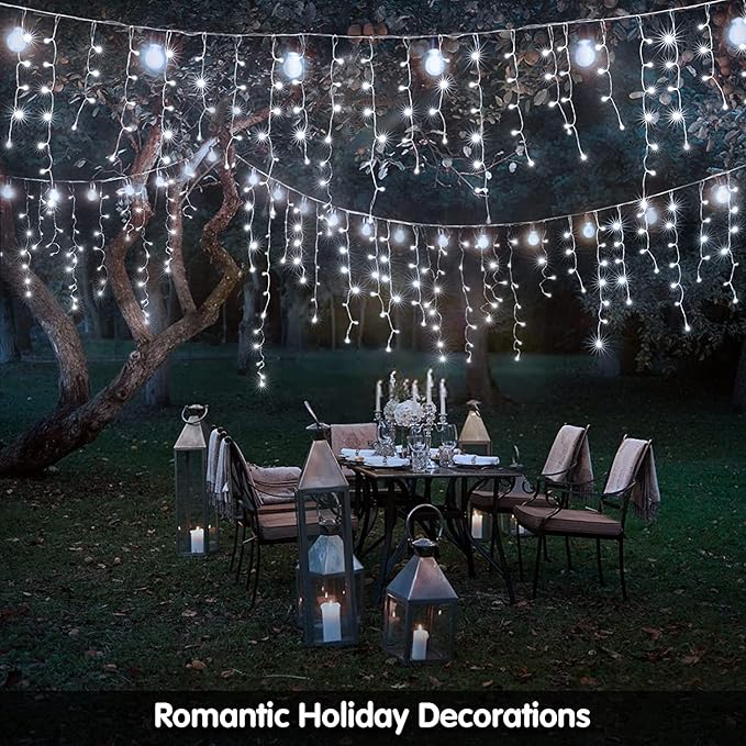Led Christmas Lights Outdoor Christmas Decorations Hanging Light 400LED 8 Modes 75 Drops, Waterproof Outdoor Indoor Fairy Christmas Lights for Party, Holiday, Wedding, Eaves Decorations (CoolWhite)