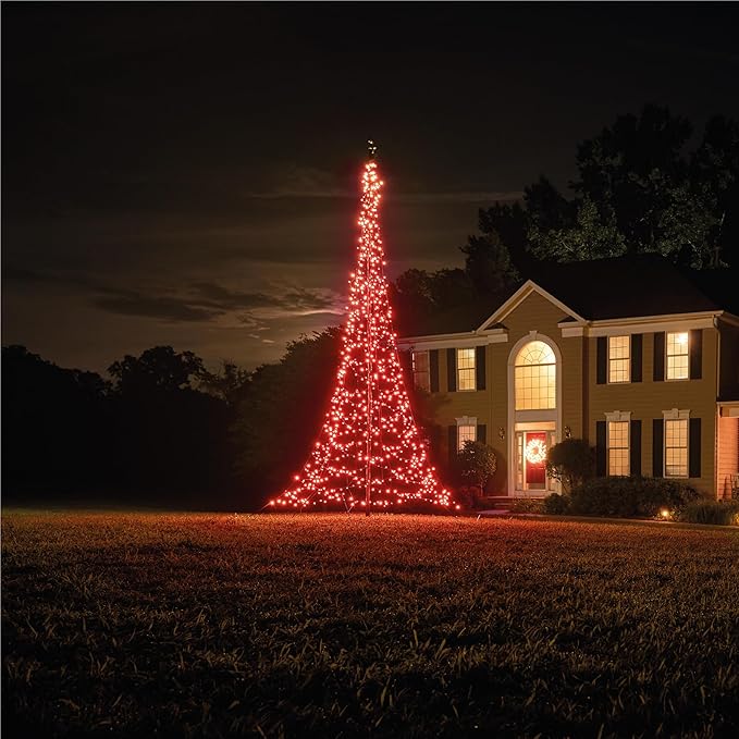 Fairybell - Flagpole LED Christmas Tree - Outdoor Christmas Decorations - Smart Magic - 864 LED Tree - 13ft - Suitable for Existing Flagpoles - Outdoor Lighting