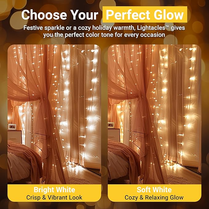 Magnetic String Lights - 60ft LED Christmas Lights with Quick Connect - Indoor Plug in - Warm & Bright White - Decorative Christmas Tree Lights
