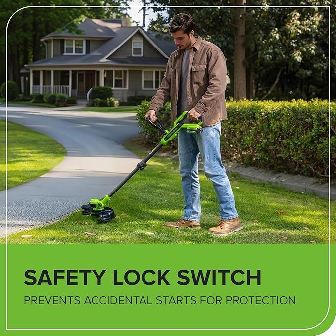 Greenworks 24V 12 Cordless String Trimmer/Edger with 20 Replacement Blades, Battery and Charger Not Included