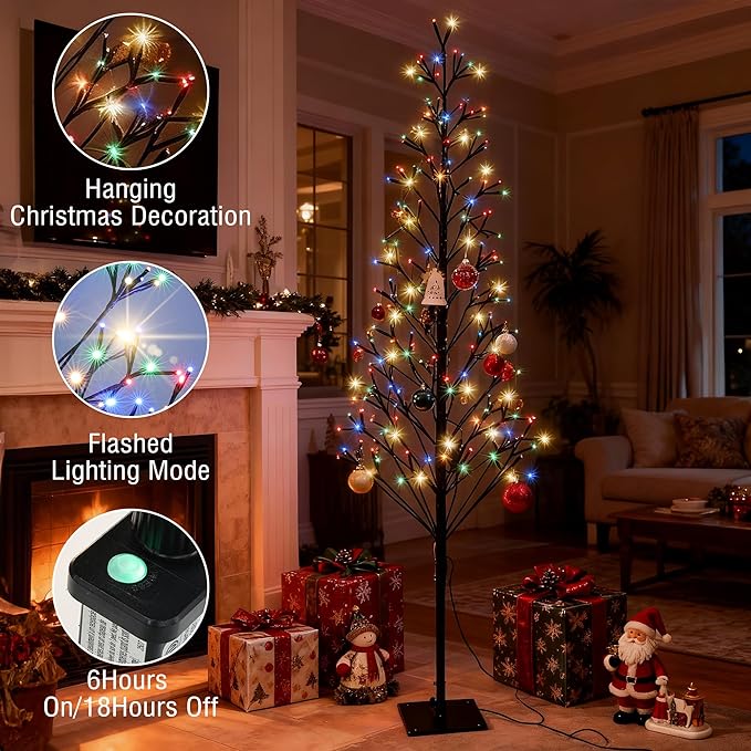 Lomotech Chritsmas Tree Lights - 216 LEDs 5Ft Artificial Christmas Tree with Timer, Includes 27 LEDs Twinkle Lights for Holiday, Wedding, Party, Christmas Decorations (Multicolor)