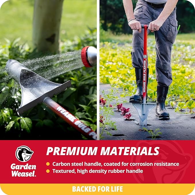 GARDEN WEASEL Bulb Planter - Long Handle | Annuals, Ground Cover, Vegetables, Spring and Fall Bulbs | Sod Cutter, Remover, and Plugger, Grass Planter, Bulb Planting Tool | 91350