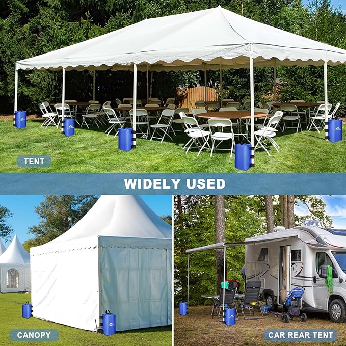ILLUMINEW 4 Pack Canopy Water Weight Bag, 88 LBS Water Tent Weights Set of 4 Leg Weights for Gazebo, Pop Up Canopy, Canopies, Tent (Blue 10L)