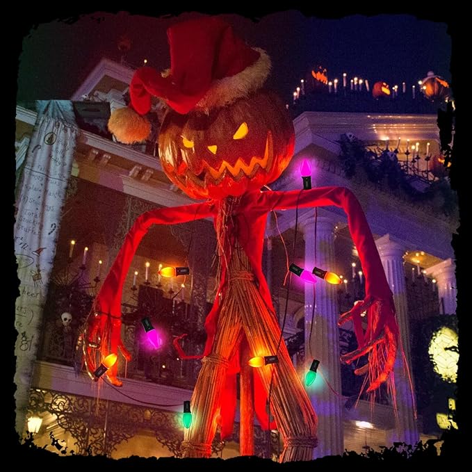 C7 Outdoor Halloween Lights Waterproof, 25Ft LED Outdoor Halloween Decorations Lights with 27 C7 Orange, Purple and Green Bulbs, Hanging Backyard Light for Roofline Garden Patio Holiday Pathway Porch