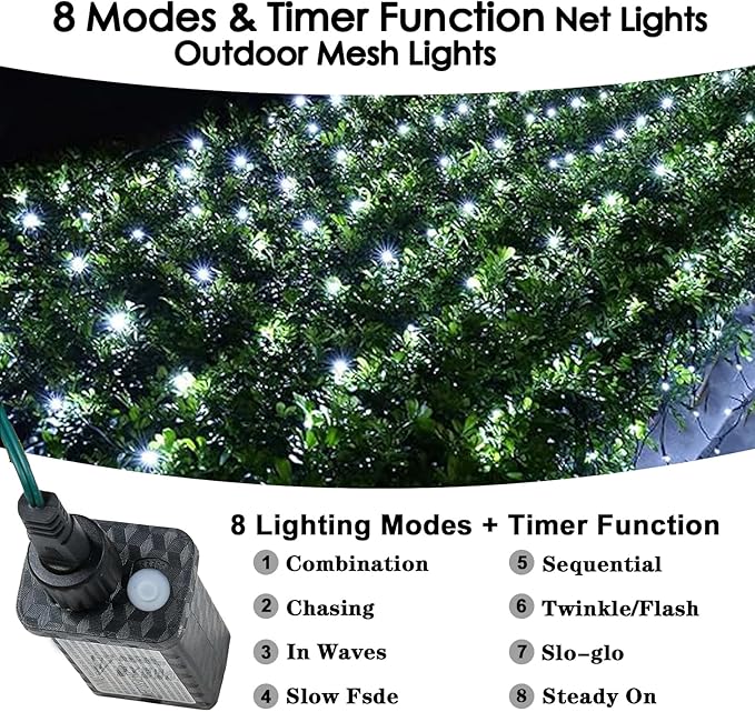 Christmas Net Lights Outdoor for Bushes, 6x5ft 120LED Net Light Outdoor Mesh Lights, Connectable Waterproof Net Light for Bushes,Garden,Yard,Trunk,Xmas Tree,Christmas Décor (Cool White)