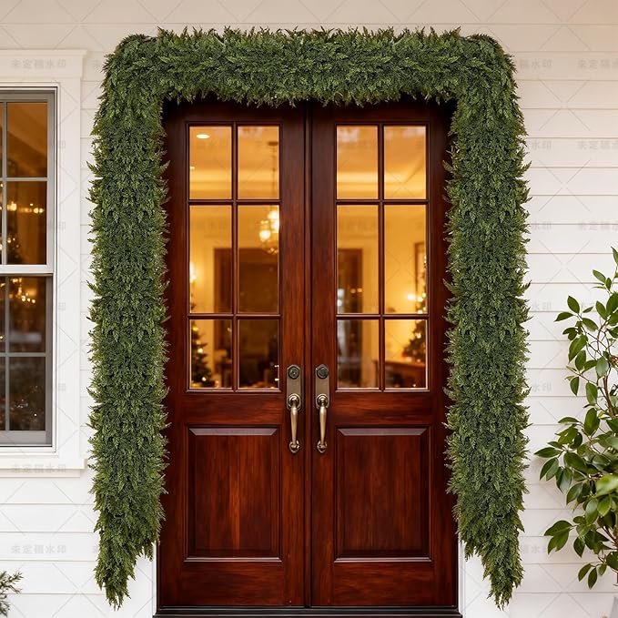 6/9ft Christmas Cedar Garland Artificial Realistic Soft and Thickness Green Faux Fake Full Cedar Pine Garland for Table, Mantle, Wall, Indoor, Outdoor Christmas Decorations (6FT)