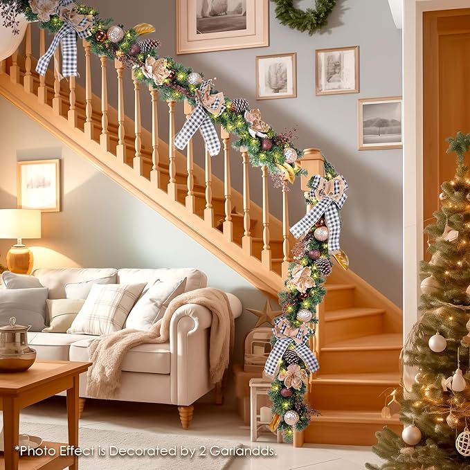 WBHome 6 Feet/72 Inch Christmas Garland Woodland Themed Holiday Decorations
