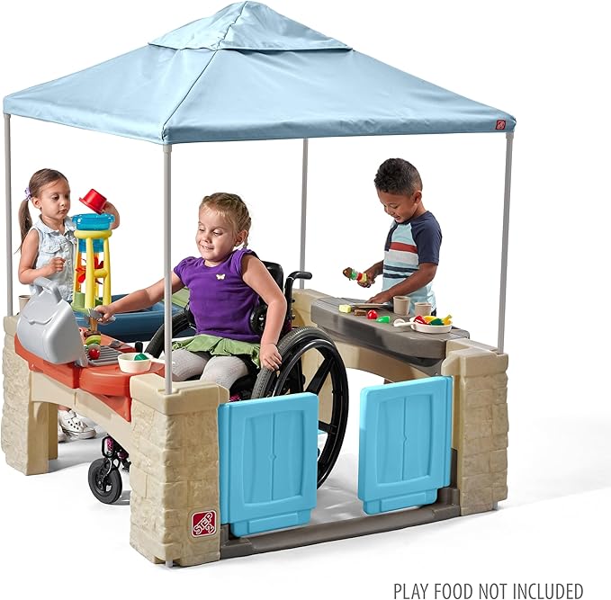 Step2 All Around Playtime Patio with Canopy Playset ? Shaded Outdoor Playhouse for Kids with Realistic, Interactive Features, Room for Multiple Toddlers to Play ? Dimensions: 60 H x 47.5 W x 47.5 D