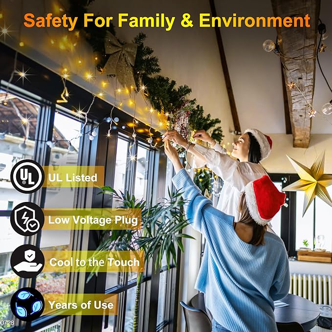 82 FT Outdoor Christmas Lights with 176 Drops, Christmas Decorations Fairy Lights 616 LED 8 Modes, Plug in Waterproof Hanging String Lights for Home Xmas Tree Yard Wedding Party Warm White