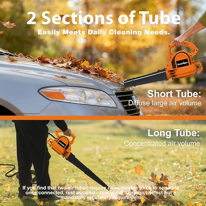 Electric Leaf Blower Corded, 7-Amp, 390CFM/ 210MPH, 2 Speed Modes, Powerful Lightweight Handheld Blowers for Lawn Care, Patio, Leaves, Dust, Snow (Orange)