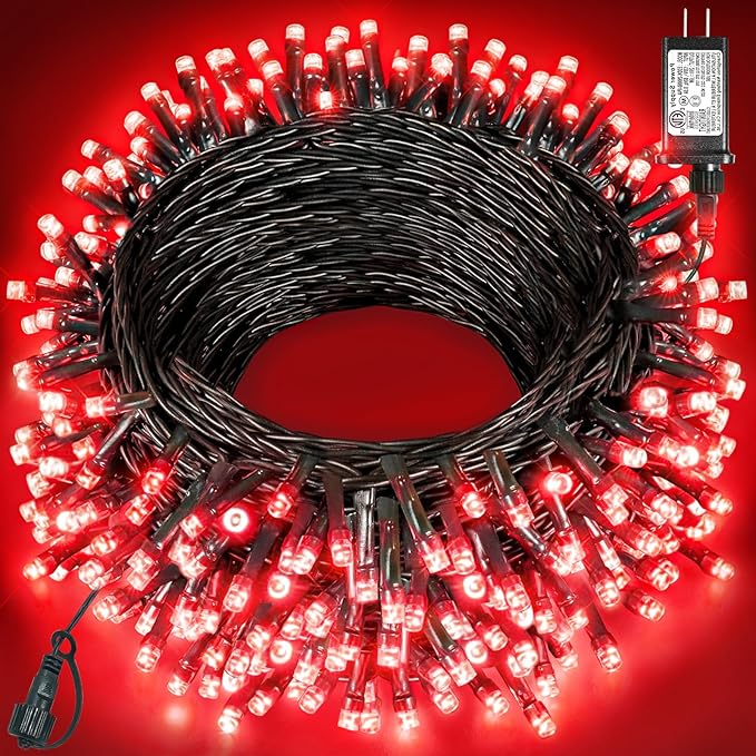 Red Christmas Lights Outdoor, 80FT 240 LED Christmas Tree Lights Waterproof Plug in, 8 Modes Connectable Christmas Decorations Green Wire for Indoor Home Patio Holiday