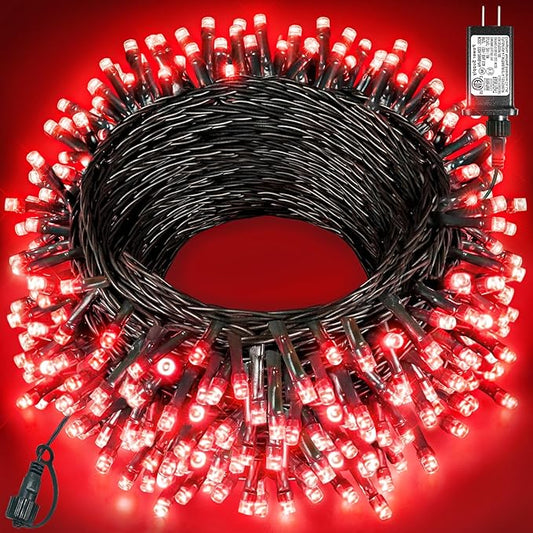 Red Christmas Lights Outdoor, 80FT 240 LED Christmas Tree Lights Waterproof Plug in, 8 Modes Connectable Christmas Decorations Green Wire for Indoor Home Patio Holiday