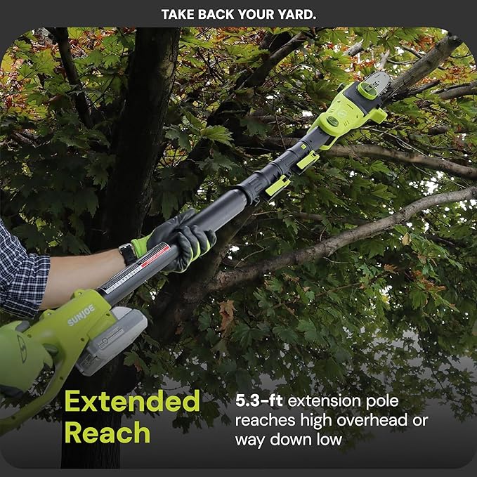 Sun Joe Cordless Lawn Care System, Grass & Hedge Trimmer Combo Power Tool Kit with 8¡± Pole Saw, Batteries & Charger - Heavy-Duty Trimming Machine Set for Lawn, Yard & Gardening Care, IONMAX GTS4002C