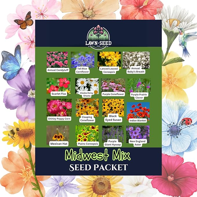 Midwest Wildflower Mix (Seed Packet) Sprinkle a Little Magic—Our Shade, Perennial, Hummingbird, Deer-Resistant, and Other mixes Bring Vibrant Color and pollinator Joy to Any Space.
