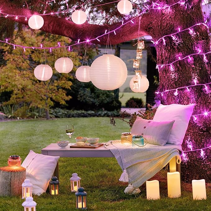 JMEXSUSS 200 LED Pink Christmas Lights for Decor, 66ft Pink String Lights Indoor Outdoor Clear Wire, Rose Color LED Fairy Light Plug in for Girls Room Wall Christmas Tree Party Decorations