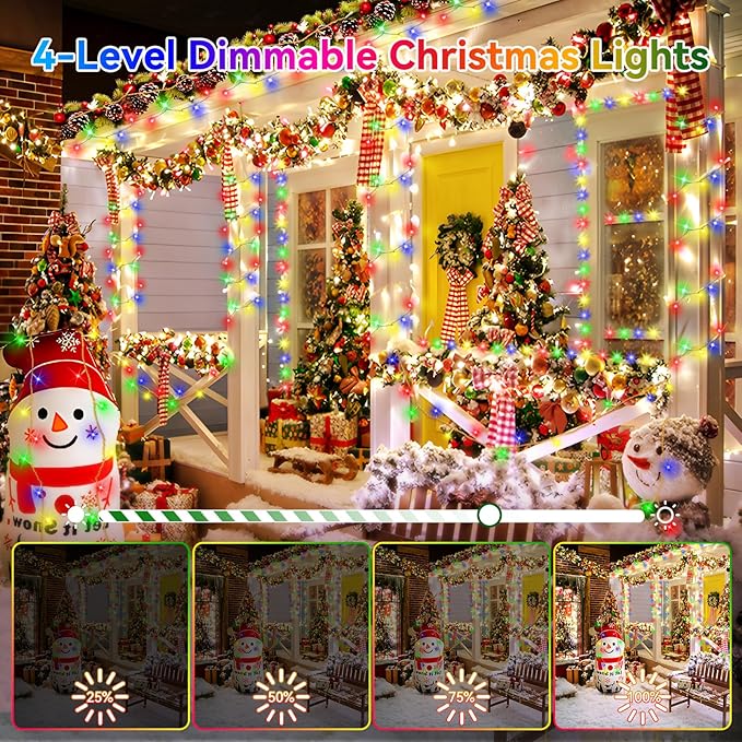 Heceltt Christmas Lights Outdoor, 125FT 350 LED String Lights 8 Modes and Timer Memory Function Twinkle Fairy Lights Waterproof Plug in for Xmas Tree Wedding Party Holiday Decor(Multicolor)