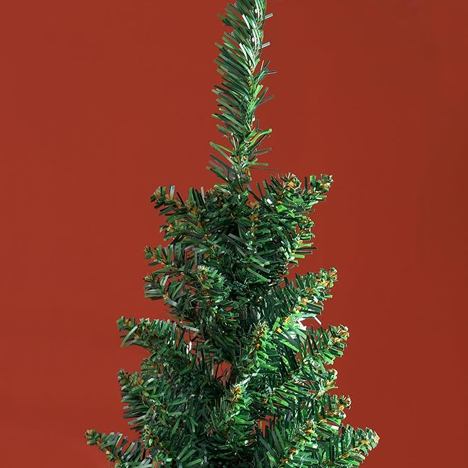 HOMCOM 8' Artificial Pencil Christmas Tree, Slim Xmas Tree with 618 Realistic Branch Tips and Plastic Stand, Green
