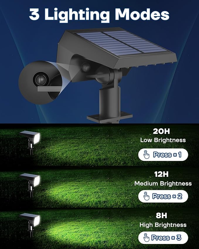 Kaxiida Solar Lights Outdoor Waterproof IP68, 3 Lighting Models Solar Powered Spot Lights Outdoor, 56LED Solar Lights Dusk to Dawn for Yard Patio Garden Pathway Landscape Lighting