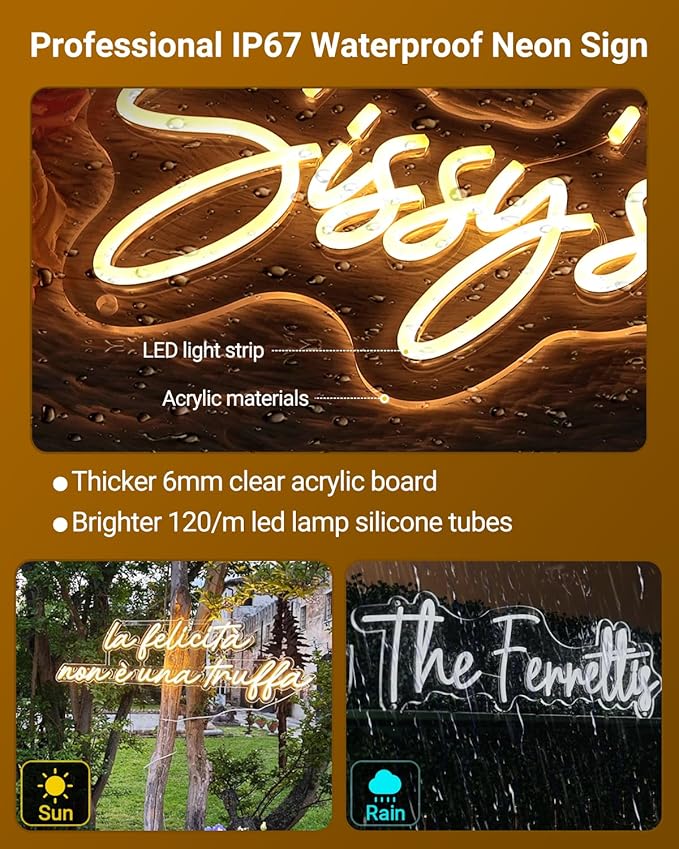 DUNACO Large Custom Outdoor Neon Sign, Personalized Neon Signs Waterproof for Backyard, Outdoor Neon Signs Customizable Dimmable LED Light for Wedding Patio Pool Oasis Party Business