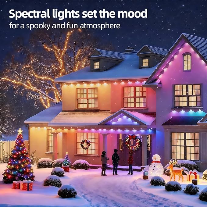 Permanent Outdoor RGB Lights with IP67 Waterproof, Smart Outdoor String Lights Remote Control, Eaves Lights with App, Daily and Accent Lighting for Halloween,Christmas Decor (100ft)