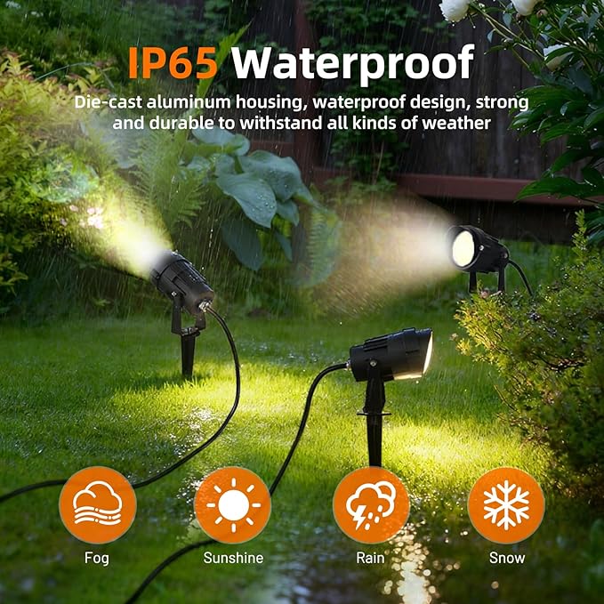 Spotlights Outdoor LED Spot Lights for Yard, 12W RGB Color Changing Landscape Lighting 120V Waterproof Spotlight with Plug & Remote for House Garden Path Tree Patio Lawn Decoration （2 Pack