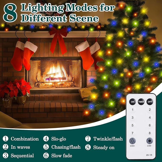 HYH Christmas Lights Outdoor 1000 LED 328FT String Lights Multicolored, IP67 Waterproof Indoor Christmas Fairy Multifunction Roll Light with Remote for Garden Tree Patio Balcony Xmas Party Decor