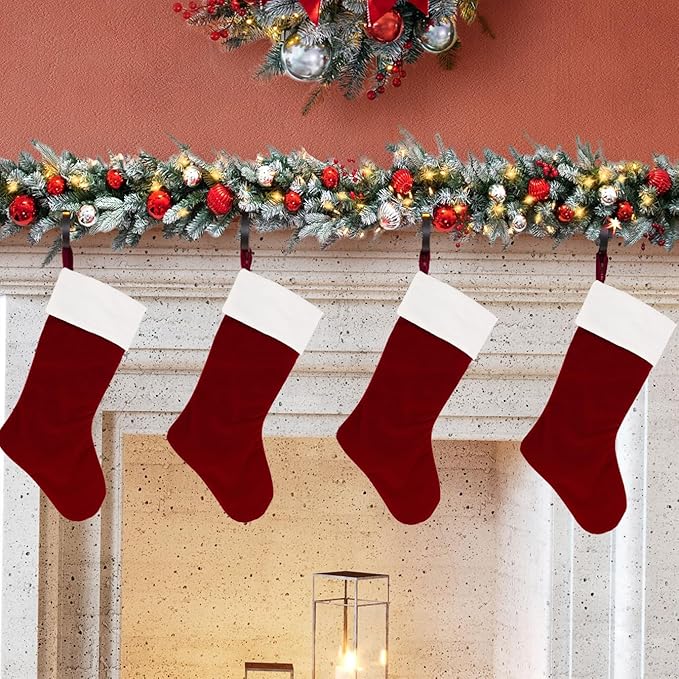 Haute Decor The Original MantleClip Stocking Holder- 4 Pack (Matte Black) - Hang Christmas Stockings Safely and Securely from Mantels Up to 3 Inches Thick