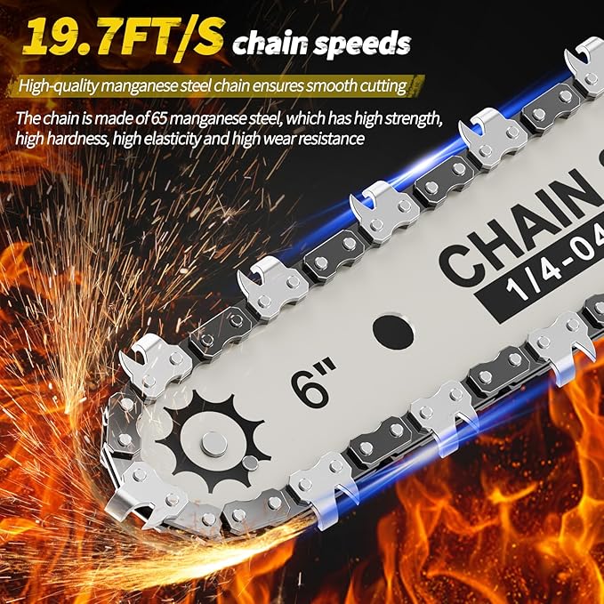 Mini Chainsaw Cordless, 6 Inch Chain Saw Cordless, 700W Powerful Electric Handheld Chainsaw With power display, with 2 Batteries and 3 Chains, Tree Trimmer Gardening Tools Gift for Men, Father, Dad