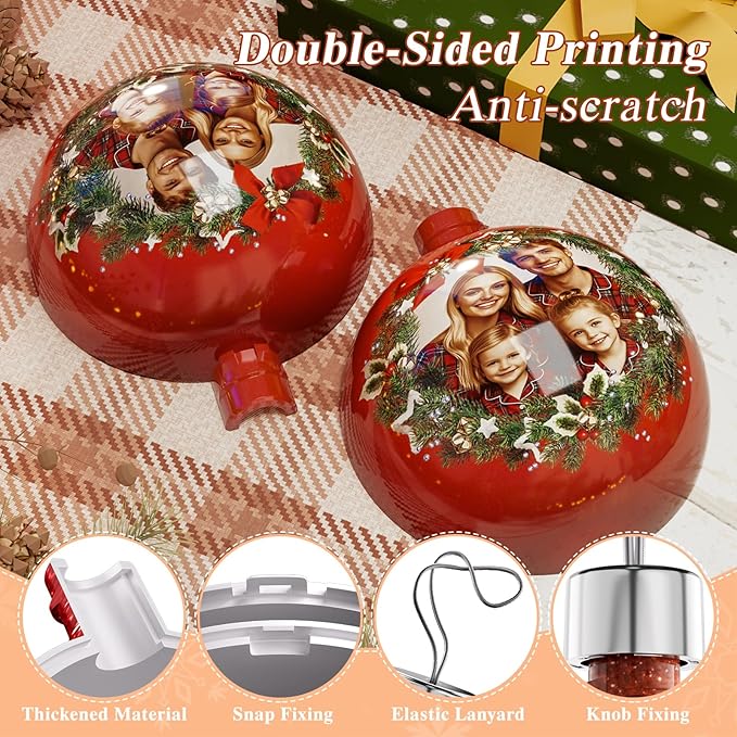 Bemaystar Personalized Photo Christmas Ornaments 2025 - Custom Christmas Ball Ornaments, Customized Ornament for Xmas Gifts for Mom Dad Kids Pets Friends