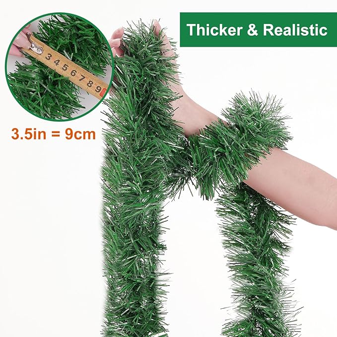 3 Pcs 50 Foot Christmas Garland for Indoor and Outdoor Decor -Thick & Fluffy Artificial Greenery Soft Garland for Fireplace, Staircase, Holiday & Wedding Decoration