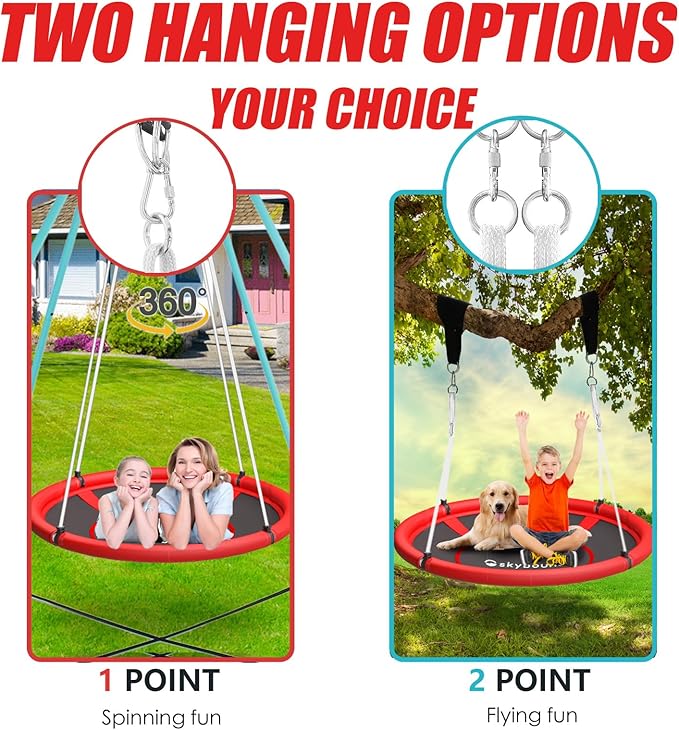 SkyBound Tree Swing Saucer Swing - 600LB Weight Capacity - Outdoor Swing with Hanging Straps - Waterproof Tree Swings for Kids