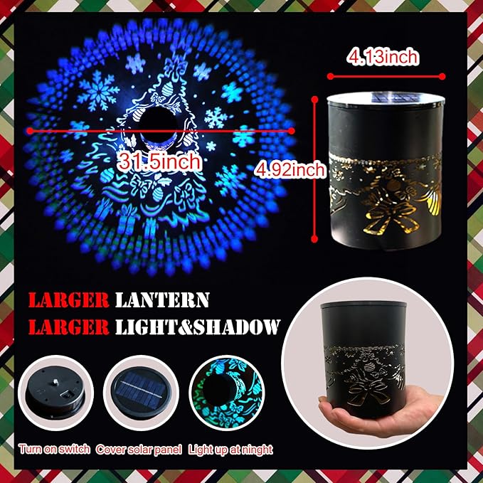 Christmas Tree Theme Solar Fence Lights - Color Changing Solar Lights Outdoor Waterproof Metal Step Wall Deck Fence Light for Post Patio Backyard Garden - Christmas Decorations Gifts for Women Mom.