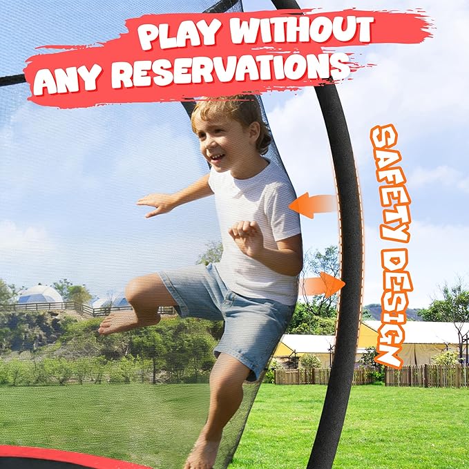 Trampoline 8FT 10FT 12FT 14FT 15FT 16FT, Recreational Trampolines with Enclosure Net and Ladder, Outdoor Anti-Rust Trampolines for Kids and Adults, ASTM Approved
