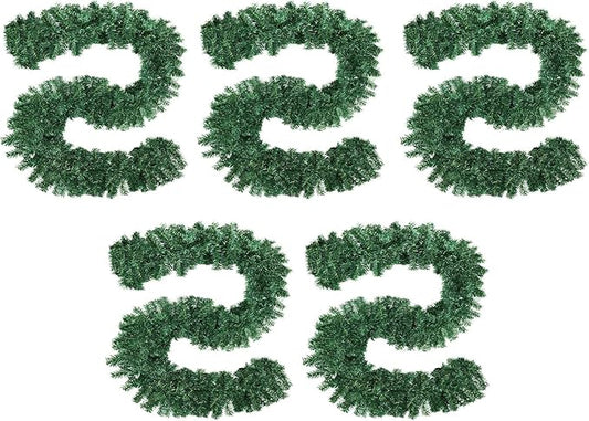 Incbruce 9 FT Artificial Christmas Garland Decorations, Green Pine Needles Garland for Wall, Home Fireplace, Table, Indoor, Outdoor Holiday Christmas Decorations (Pack of 5)