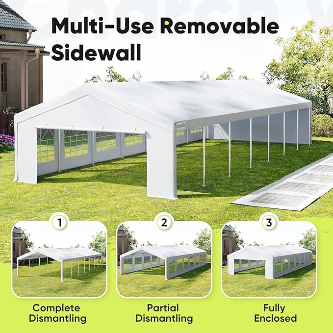 Quictent 20x50 Heavy Duty Party Tent Outdoor Canopy Tent Carport Wedding Event Shelter BBQ Wedding Tents for Parties with Storage Bags(Church)